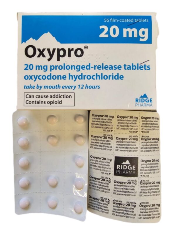 Oxypro 20mg RIDGE Prolonged Release Oxycodone Tablets from UK